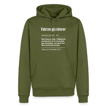 Fahrzeuglackierer - Männer Premium Bio Hoodie - Khaki - Vorne - Nico (187cm)