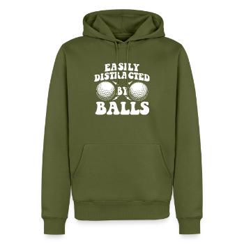 Leicht von Bällen abgelenkt Lustiger Golf-Humor - Männer Premium Bio Hoodie - Khaki - Vorne - Nico (187cm)