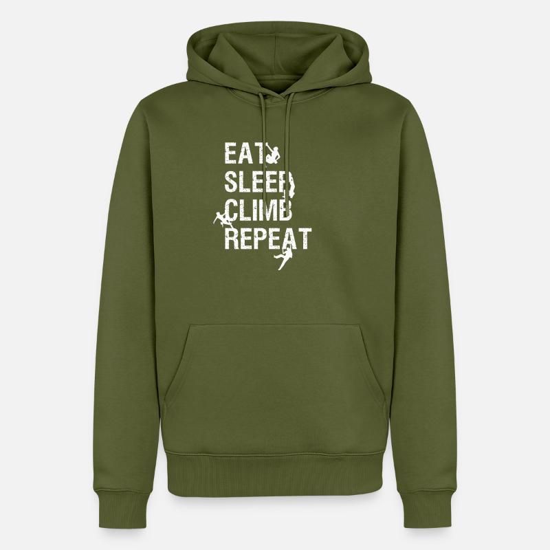 Climb Eat Sleep Climb Repeat - Sweat à capuche Premium bio Homme - kaki