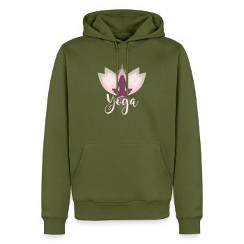 Yoga Yoga Yogi Lotus Lotus Relax Ésotérisme - Sweat à capuche Premium bio Homme - kaki - Devant - Nico (187cm)
