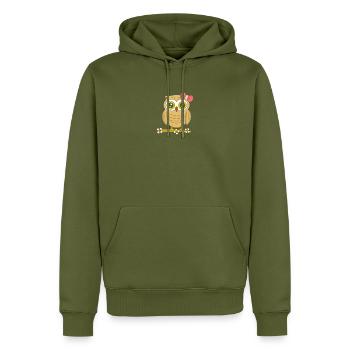 Uhu Eule Süß - Männer Premium Bio Hoodie - Khaki - Vorne - Nico (187cm)