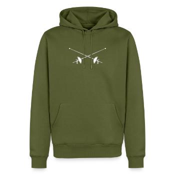 epee - Sweat à capuche Premium bio Homme - kaki - Devant - Nico (187cm)