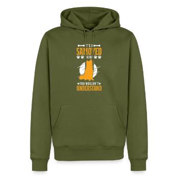 C’est un truc Samoyède Samojede - Sweat à capuche Premium bio Homme - kaki - Devant - Nico (187cm)