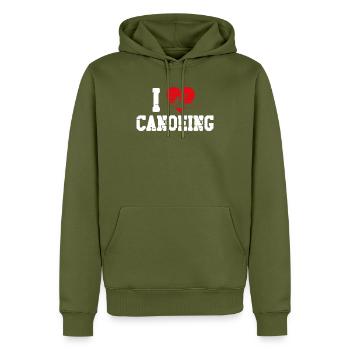 Canoe Canoeing Heart Vintage I - Männer Premium Bio Hoodie - Khaki - Vorne - Nico (187cm)