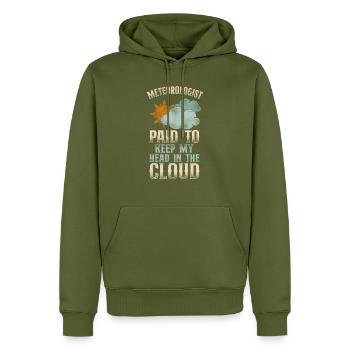 Météorologue Prévisions météorologiques - Sweat à capuche Premium bio Homme - kaki - Devant - Nico (187cm)