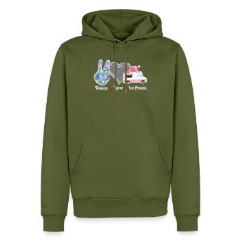Ice Cream Ice Cream Truck Van - Männer Premium Bio Hoodie - Khaki - Vorne - Nico (187cm)