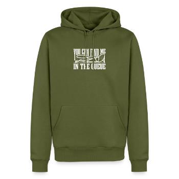 You can find me in the queue, theme park - Men’s Premium Organic Hoodie - khaki - Front - Nico (187cm)