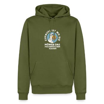 Fischbrötchen Möwe Norddeutsch - Männer Premium Bio Hoodie - Khaki - Vorne - Nico (187cm)