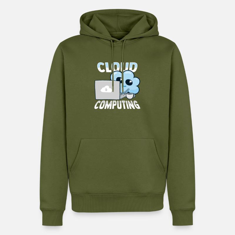 Administrateur Cloud Devops - Sweat à capuche Premium bio Homme - kaki