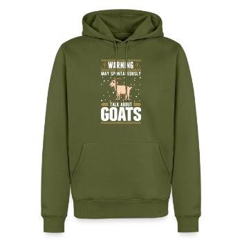 May spontaneously talk about Goats Ziege - Männer Premium Bio Hoodie - Khaki - Vorne - Nico (187cm)