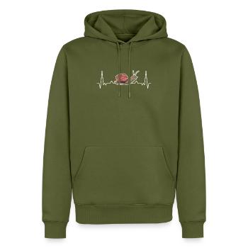 Schnecke Herzschlag - Männer Premium Bio Hoodie - Khaki - Vorne - Nico (187cm)