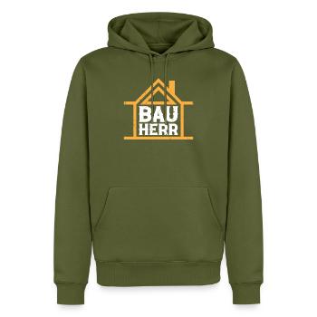Häuslebauer Richtfest Bauherren Bauherr - Hausbau - Männer Premium Bio Hoodie - Khaki - Vorne - Nico (187cm)