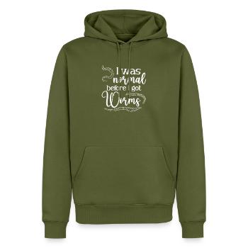 J’étais normal befor j’ai eu des vers, de la vermiculture - Sweat à capuche Premium bio Homme - kaki - Devant - Nico (187cm)