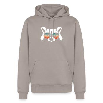 Raccoon - Men’s Premium Organic Hoodie - taupe - Front - Nico (187cm)