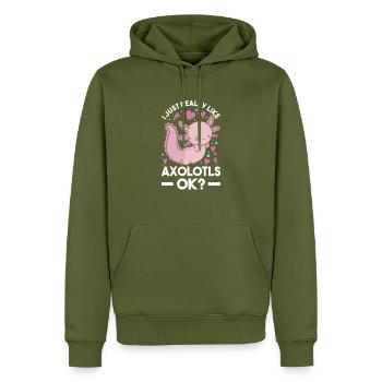 J’aime beaucoup la salamandre à queue d’Axolotl - Sweat à capuche Premium bio Homme - kaki - Devant - Nico (187cm)