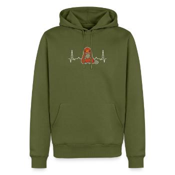 Schnabeltier Herzschlag - Männer Premium Bio Hoodie - Khaki - Vorne - Nico (187cm)