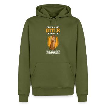 Otter Thing Otter Sea Otter - Sweat à capuche Premium bio Homme - kaki - Devant - Nico (187cm)