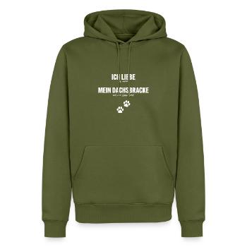 Ich liebe (es, wenn) mein Dachsbracke... - Männer Premium Bio Hoodie - Khaki - Vorne - Nico (187cm)