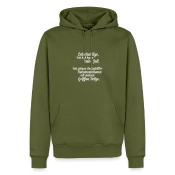 Ich schau Dokus mit meinem Griffon Belge - Männer Premium Bio Hoodie - Khaki - Vorne - Nico (187cm)