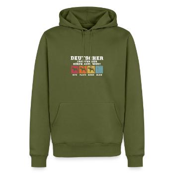 Deutscher Jagdterrier hören aufs Wort - Männer Premium Bio Hoodie - Khaki - Vorne - Nico (187cm)