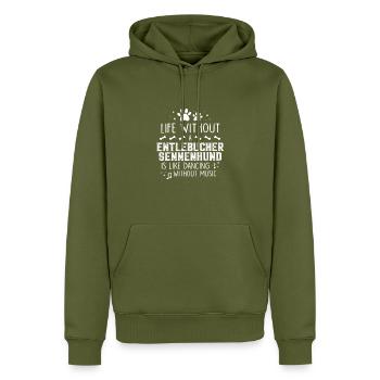 La vie sans Entlebucher Mountain Dog - Sweat à capuche Premium bio Homme - kaki - Devant - Nico (187cm)