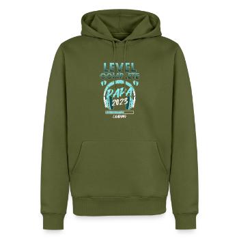 Level Complete PAPA 2023 Loading Expectant Dad - Men’s Premium Organic Hoodie - khaki - Front - Nico (187cm)