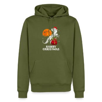 T-Rex Dinosaurier Weihnachten - Männer Premium Bio Hoodie - Khaki - Vorne - Nico (187cm)