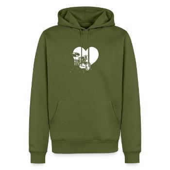 Heart Drum Drumming Set Drum Player Drummer Musici - Men’s Premium Organic Hoodie - khaki - Front - Nico (187cm)