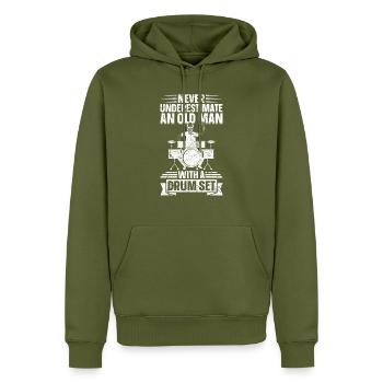 Drummer - Never Underestimate An Old Man With A Dr - Männer Premium Bio Hoodie - Khaki - Vorne - Nico (187cm)
