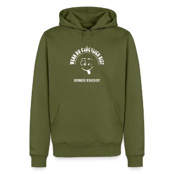 Si vous êtes heureux, faites-le savoir à votre visage - Sweat à capuche Premium bio Homme - kaki - Devant - Nico (187cm)