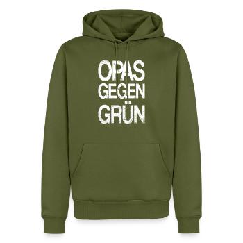 OPAS GEGEN GRÜN - Grüne nein - Männer Premium Bio Hoodie - Khaki - Vorne - Nico (187cm)