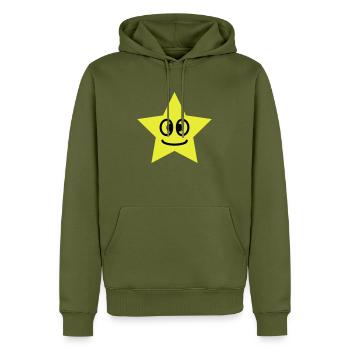 Stern Smiley Smily Augen Mund glücklich lachen - Männer Premium Bio Hoodie - Khaki - Vorne - Nico (187cm)