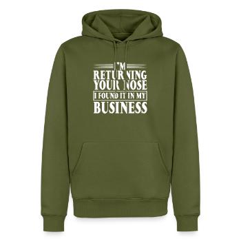 I'm Returning Your Nose I Found It In My Business2 - Men’s Premium Organic Hoodie - khaki - Front - Nico (187cm)