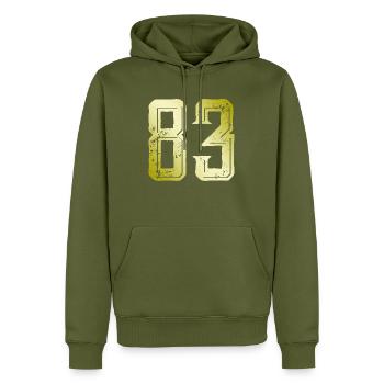 83 Zahl Symbol - Männer Premium Bio Hoodie - Khaki - Vorne - Nico (187cm)