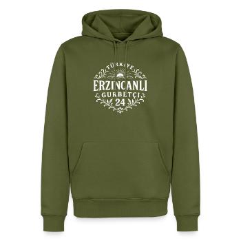 Erzincan - Männer Premium Bio Hoodie - Khaki - Vorne - Nico (187cm)