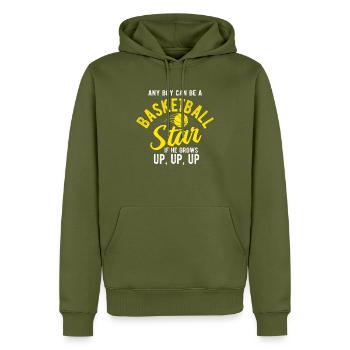 Basketball - Männer Premium Bio Hoodie - Khaki - Vorne - Nico (187cm)