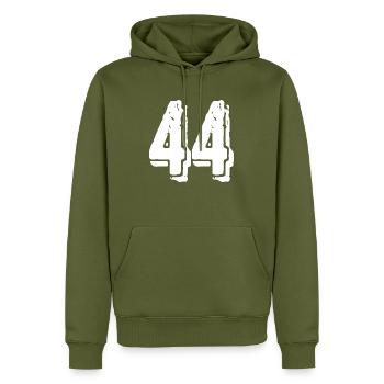 44 Zahl Trikot - Männer Premium Bio Hoodie - Khaki - Vorne - Nico (187cm)