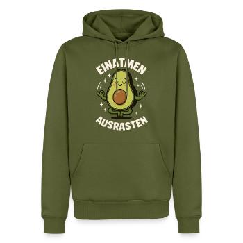 Einatmen Ausrasten Avocado Meditation Yoga Spruch - Männer Premium Bio Hoodie - Khaki - Vorne - Nico (187cm)