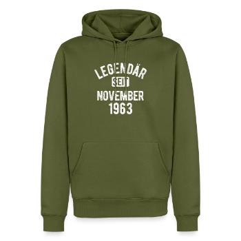 60. Geburtstag Geschenk 60 Jahre Legendär seit Nov - Männer Premium Bio Hoodie - Khaki - Vorne - Nico (187cm)