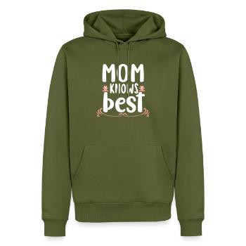 Mom knows best - Männer Premium Bio Hoodie - Khaki - Vorne - Nico (187cm)