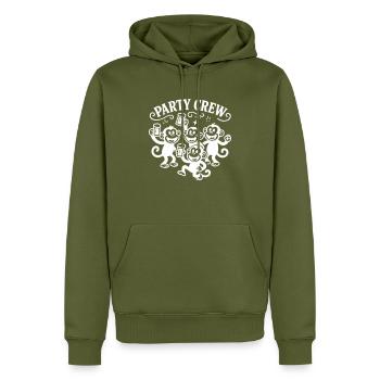 Party Crew Monkey Beer - Men’s Premium Organic Hoodie - khaki - Front - Nico (187cm)