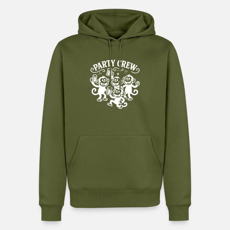 Party Crew Affe Bier - Männer Premium Bio Hoodie - Khaki