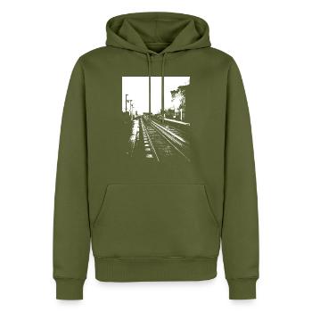 U-Bahn - Männer Premium Bio Hoodie - Khaki - Vorne - Nico (187cm)