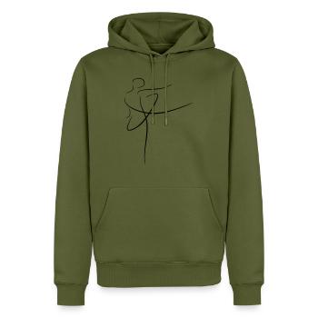 Dessin au trait danseur - Sweat à capuche Premium bio Homme - kaki - Devant - Nico (187cm)