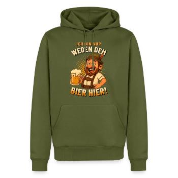 NUR WEGEN DEM BIER HIER Fest Männer Oktober - Männer Premium Bio Hoodie - Khaki - Vorne - Nico (187cm)
