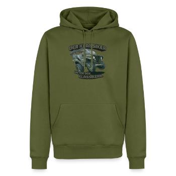 Willys MB – Der Klassiker unter den Klassikern - Männer Premium Bio Hoodie - Khaki - Vorne - Nico (187cm)