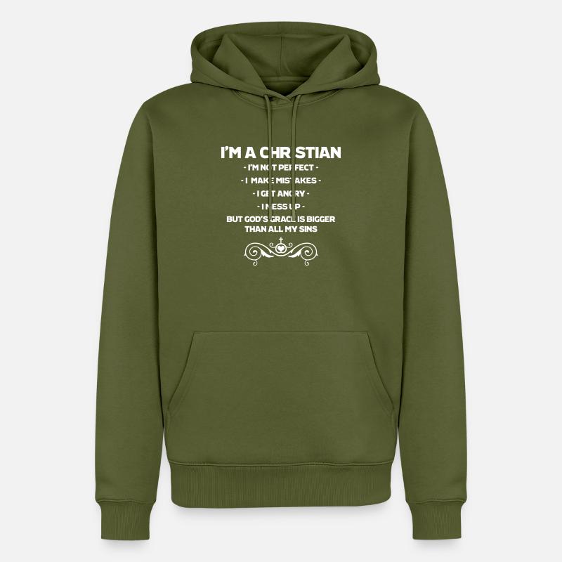 Ich bin ein Christ, nicht perfekt, Christ, Glaube - Männer Premium Bio Hoodie - Khaki