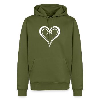 Herz - Männer Premium Bio Hoodie - Khaki - Vorne - Nico (187cm)