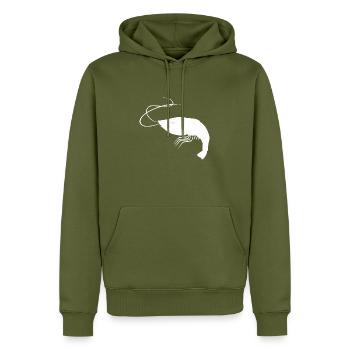 T-shirt avec des crevettes dessus - Sweat à capuche Premium bio Homme - kaki - Devant - Nico (187cm)