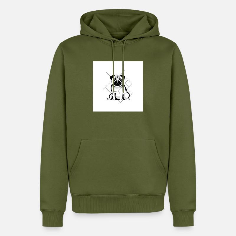 Mops Sitz - Männer Premium Bio Hoodie - Khaki